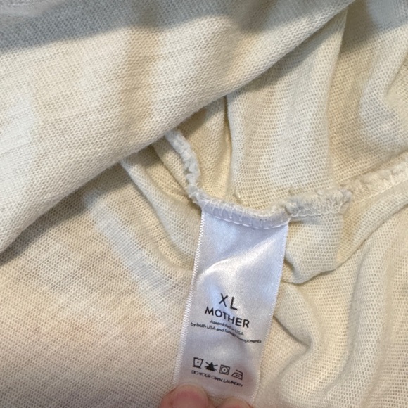 Mother Denim Cream/Butter Yellow Graphic T-Shirt with Orange Print Women Size XL - Picture 9 of 9